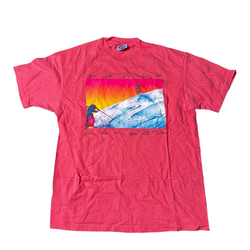 Vintage 90s Banff Canada Ski T Shirt Large